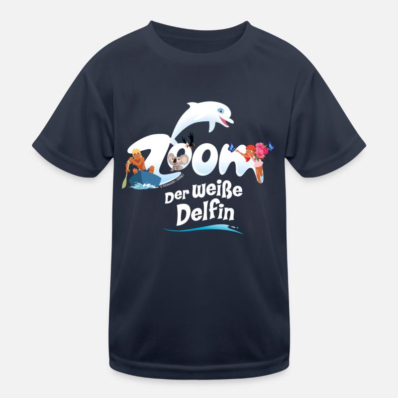 Zoom Der Weiße Delfin Logo Kinder Funktions-T-Shirt