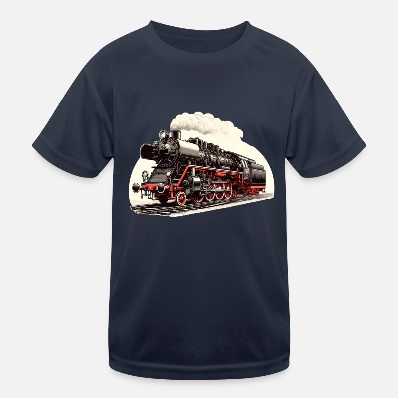 Illustration einer klassischen Dampflok Kinder Funktions-T-Shirt