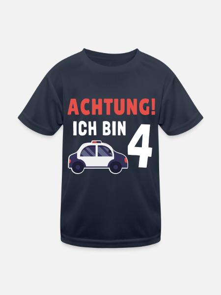 Kindergeburtstag Polizist 4 Jahre Kinder Polizei - Kinder Funktions-T-Shirt - Navy - Vorne