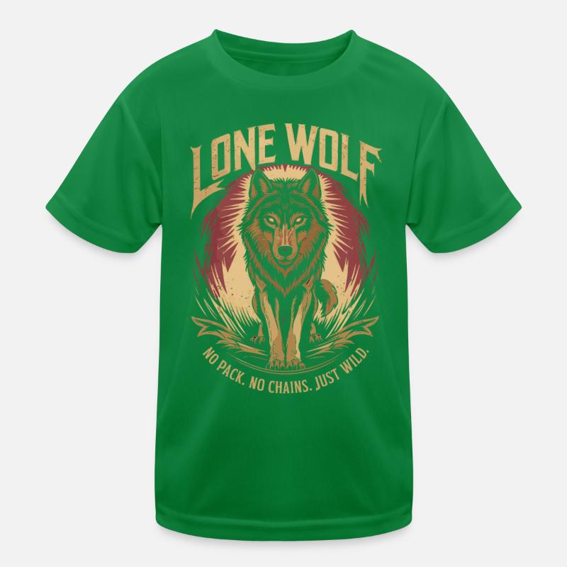 Lone Wolf - No Pack, No Chains, Just Wild Kids Functional T-Shirt