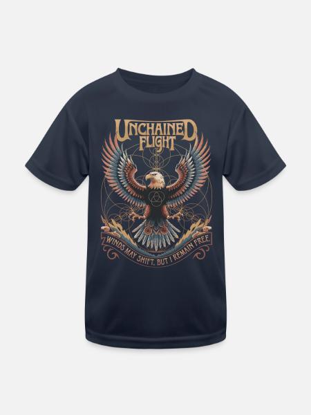 Unchained Flight - Eagle & Sacred Geometry - Kinder Funktions-T-Shirt - Navy