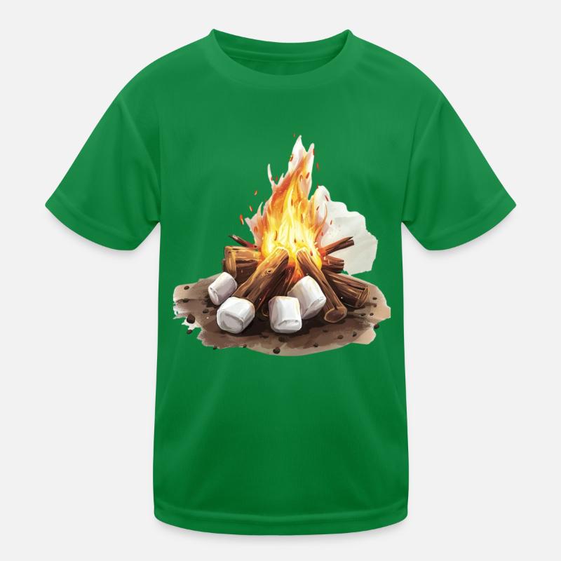 Gemütliches Lagerfeuer mit Marshmallows Kinder Funktions-T-Shirt