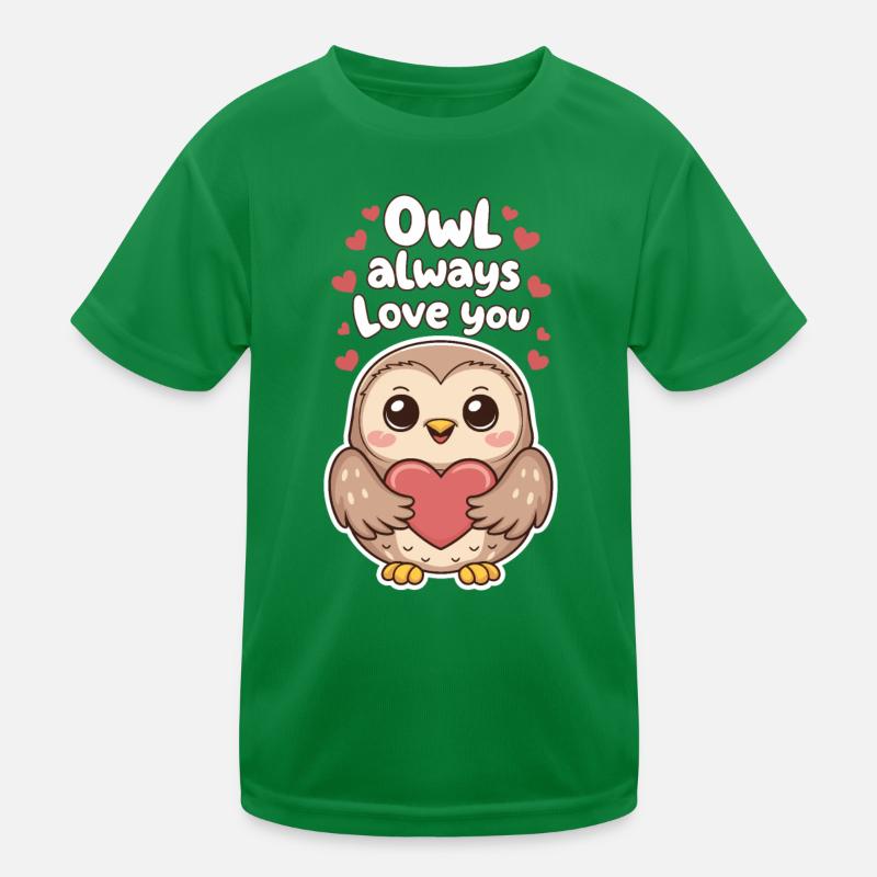 Eule liebt dich immer süße Eule mit Herz Kinder Funktions-T-Shirt
