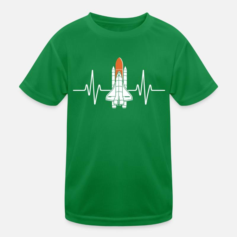 Heartbeat Space Shuttle Design Kids Functional T-Shirt