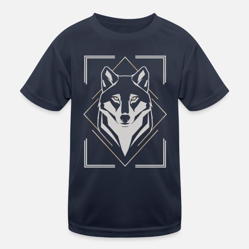 Stylish Wolf Head Geometric Kids Functional T-Shirt