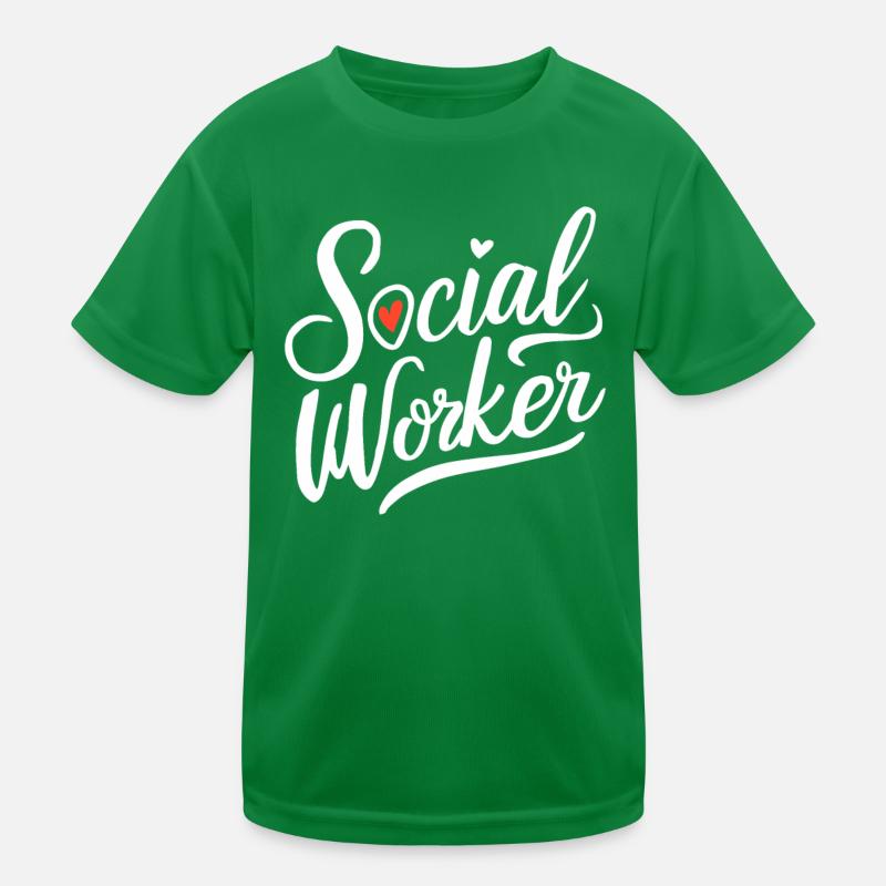 Social Worker Social Work Heart Lettering Kids Functional T-Shirt