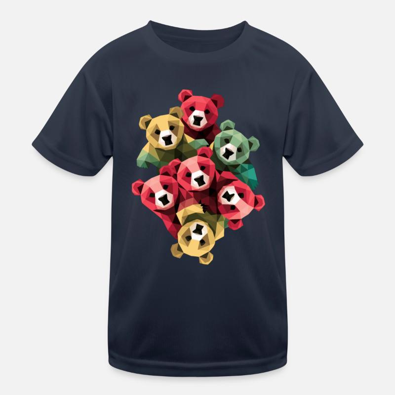 Low Poly Bears Group Artwork Kids Functional T-Shirt
