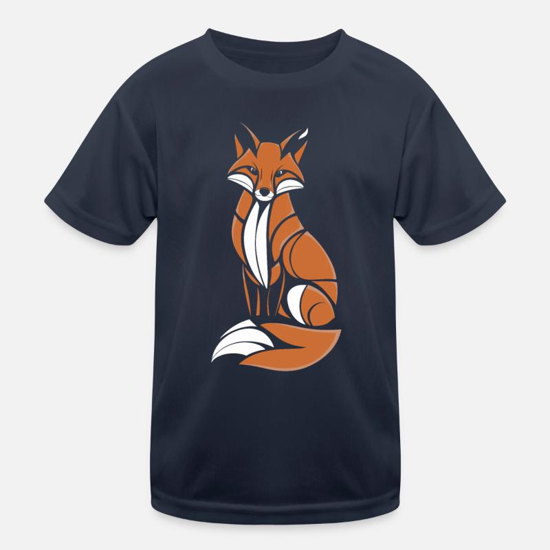 Fox Artistic Design in Brown and White Kids Functional T-Shirt