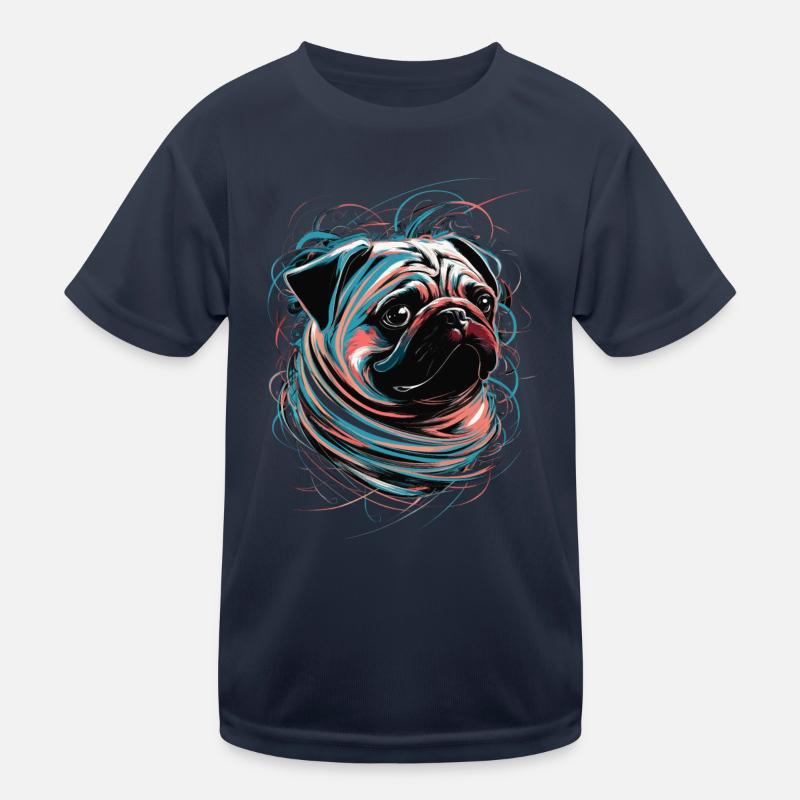 Pug Art Drawing Abstraktes Tier Illustration Kinder Funktions-T-Shirt