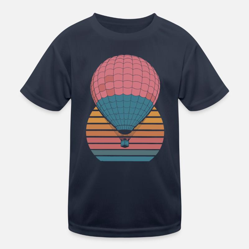 Hot Air Balloon Sunset Vintage Pattern Kids Functional T-Shirt