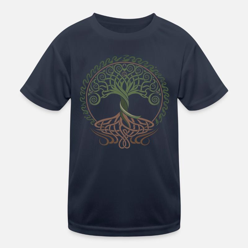 Neo Celtic Lebensbaum Symbolik - Kinder Funktions-T-Shirt - Navy