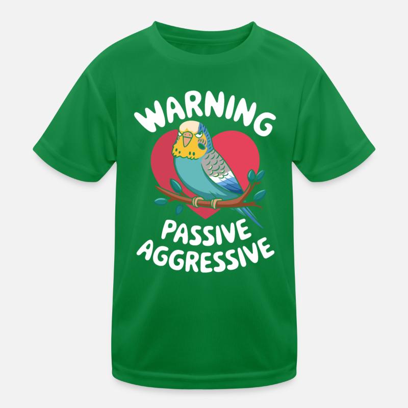 Advarsel Passiv Aggressiv Papegøje Hjerte Funktionsshirt til børn