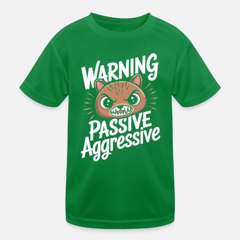 Warning, Passive, Aggressive, Funny Cat Kids Functional T-Shirt