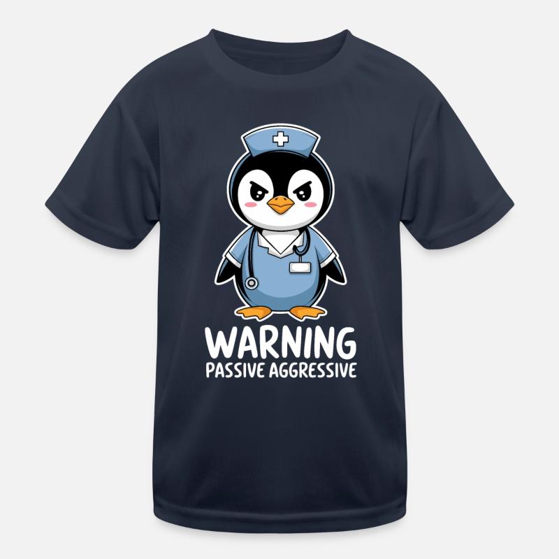 Warning Passive Aggressive Penguin Kids Functional T-Shirt