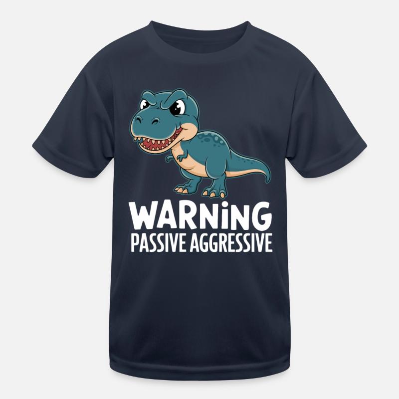 Caution Passive Aggressive Dino Humor Kids Functional T-Shirt