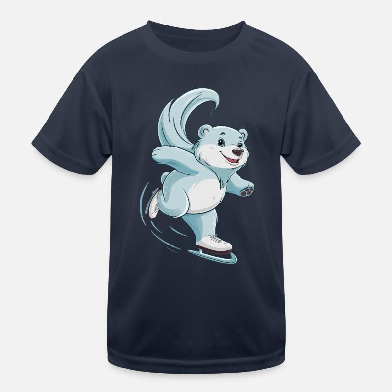 Eisbahn Eisbär Schlittschuhfahren Kinder Funktions-T-Shirt