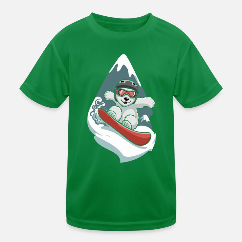 Schneebär auf Snowboard Abenteuer Kinder Funktions-T-Shirt
