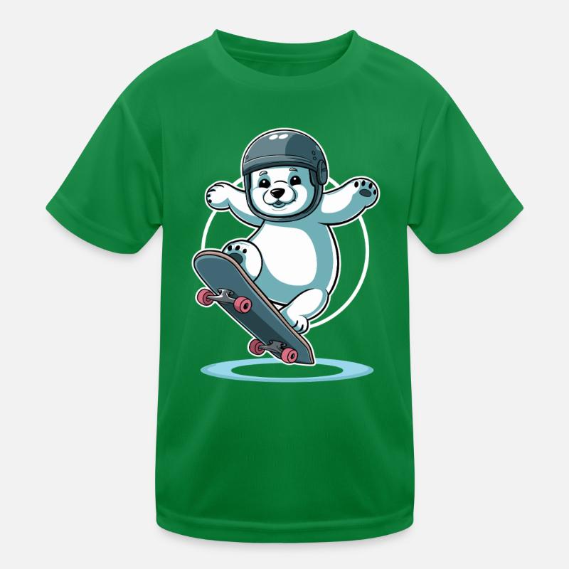 Ours polaire de skateboard avec casque T-shirt sport Enfant