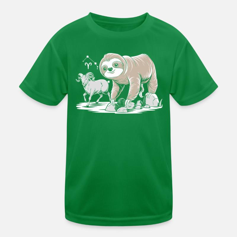 Aries Zodiac Soth with Sloth and Goat Kids Functional T-Shirt