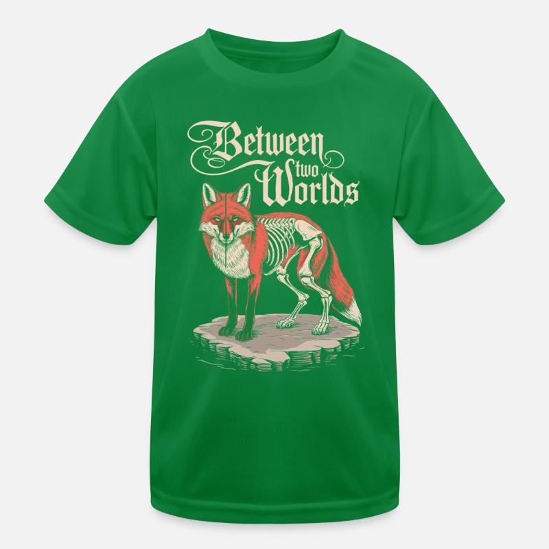 Between Two Worlds: Dark Cottagecore Fox Kids Functional T-Shirt