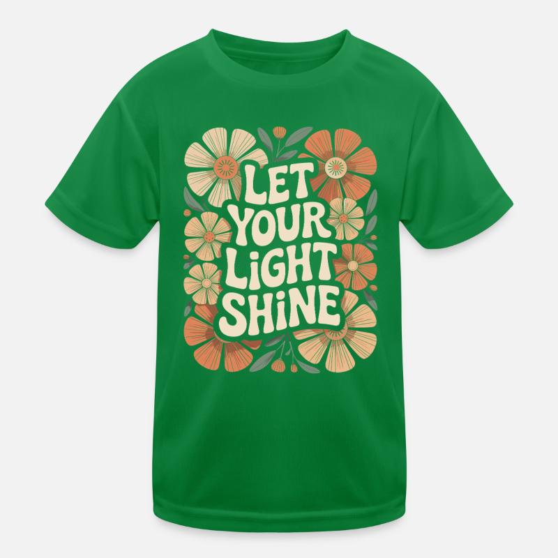 Boho Flowers Let Your Light Shine Quote Kids Functional T-Shirt