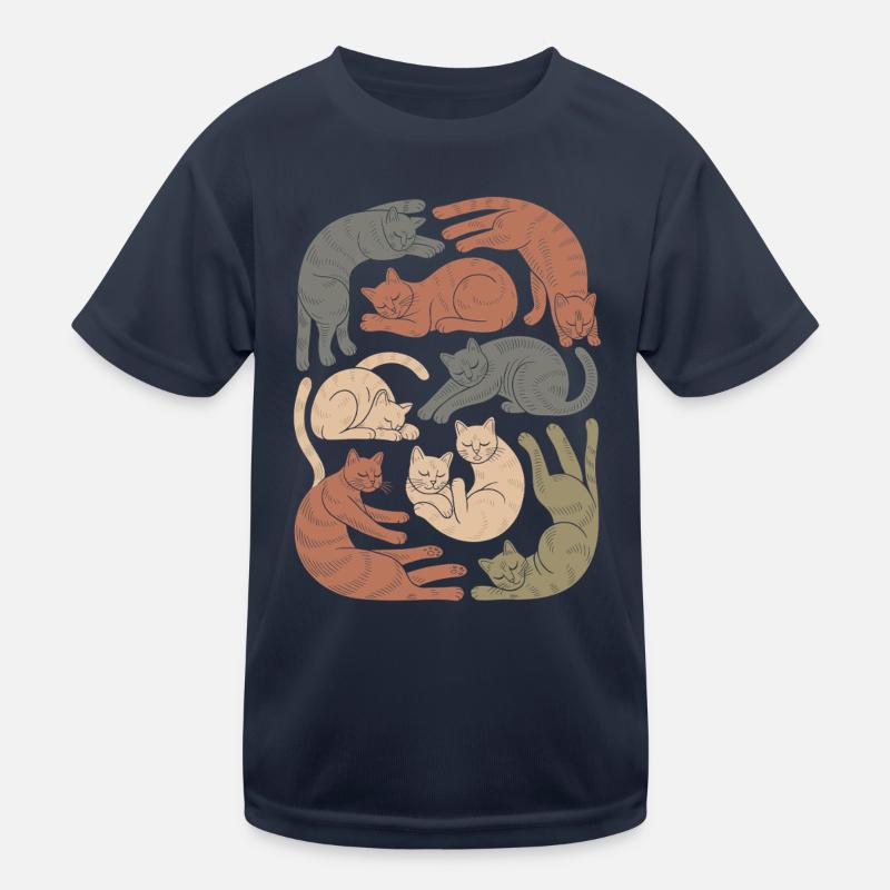 Entspannte Boho Katze Muster Kinder Funktions-T-Shirt