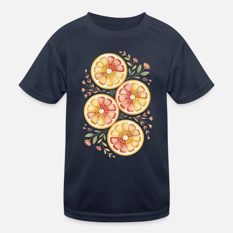 Zitrusfrüchte Mit Blumenmuster Kinder Funktions-T-Shirt