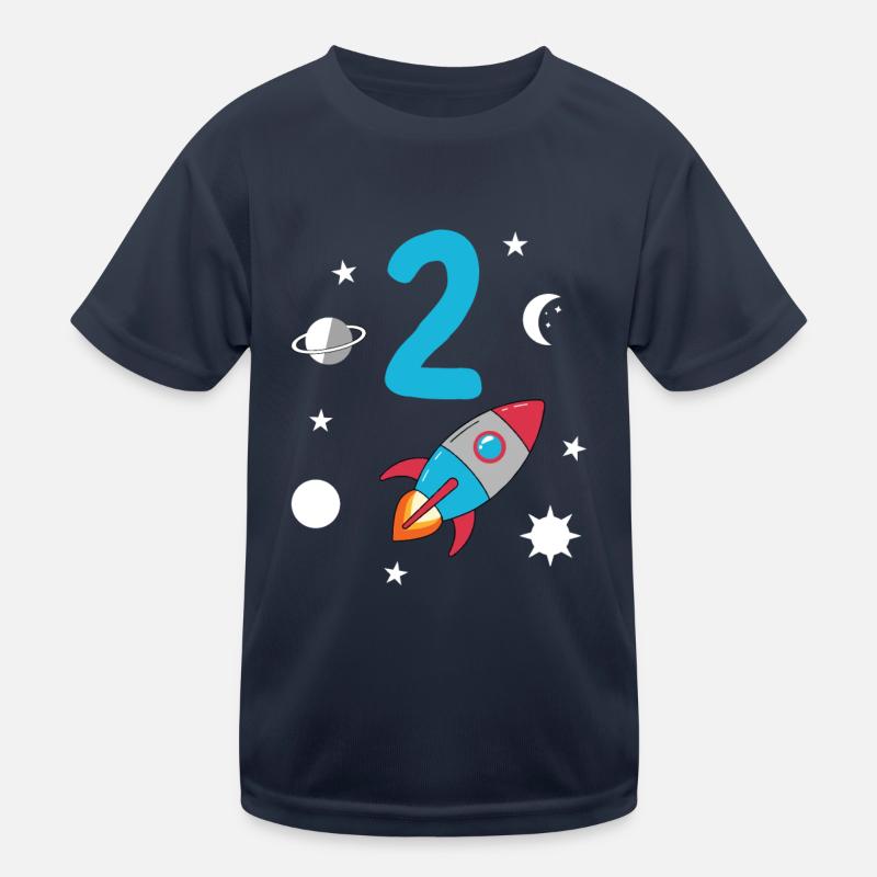 2nd birthday rocket and space Kids Functional T-Shirt