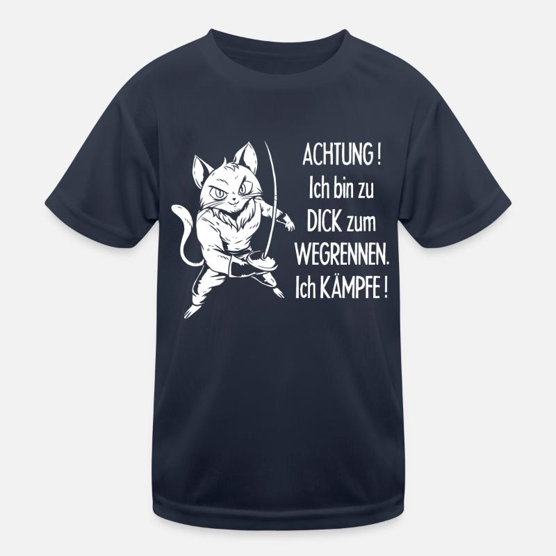Dicke Katze, zu dick zum Wegrennen Kinder Funktions-T-Shirt