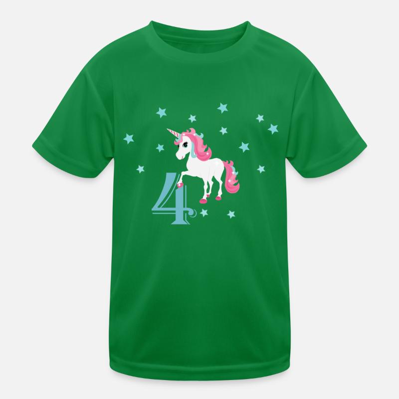 Geburtstagsshirt 4 Jahre Einhorn Mädchen Geschenk Kinder Funktions-T-Shirt