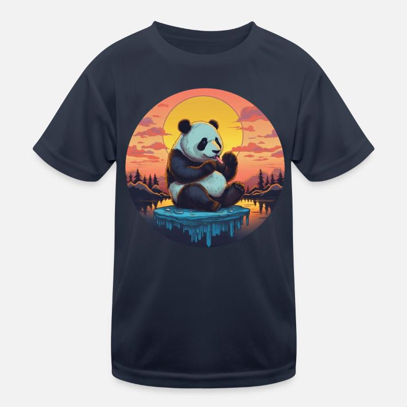 Süßer Panda auf Eisscholle mit Süßigkeiten - Sonne Kinder Funktions-T-Shirt