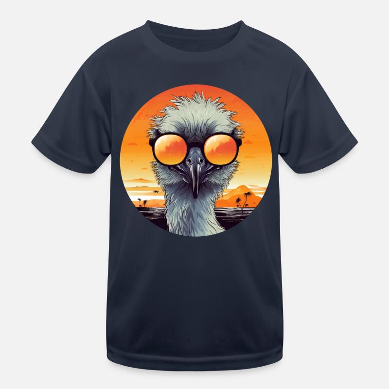 Cooler Vogel bei Sunset: Emu/Strauß mit Kinder Funktions-T-Shirt