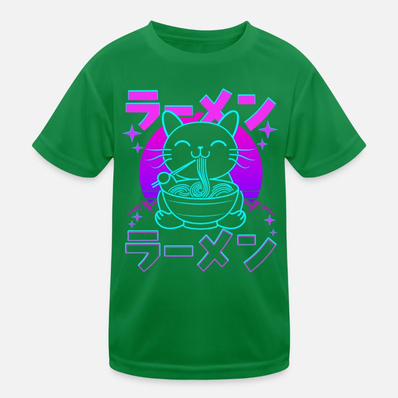 Rétro Kawaii Chat Mangeant Ramen T-shirt sport Enfant