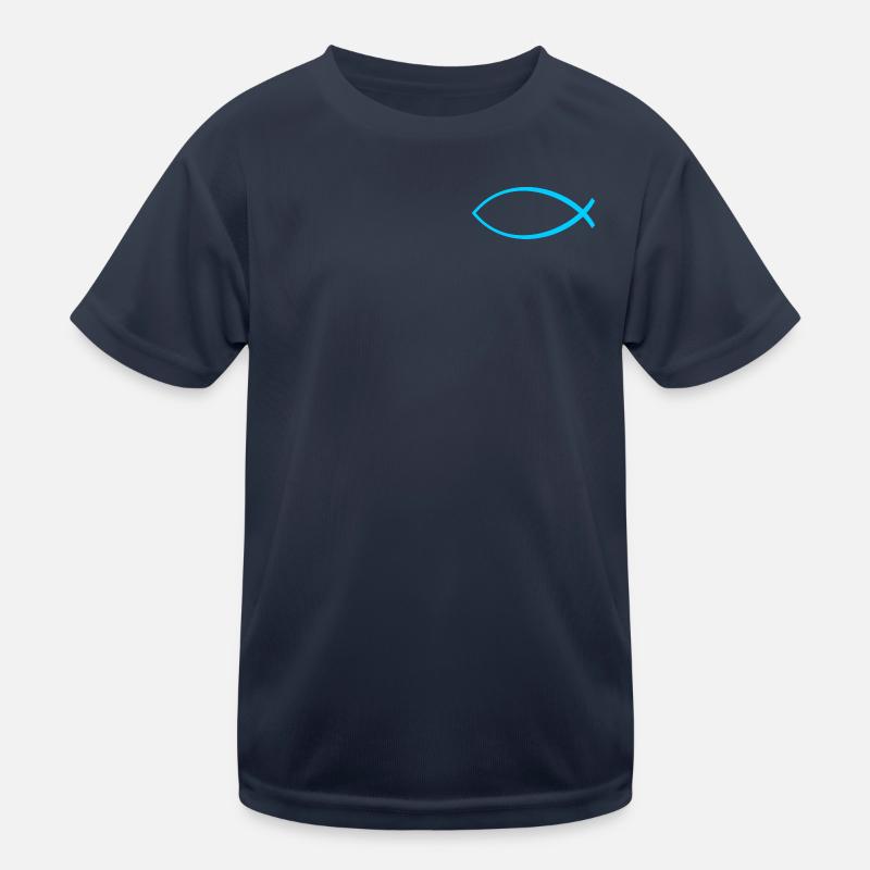 Ichtus Fisch hellblau Kinder Funktions-T-Shirt