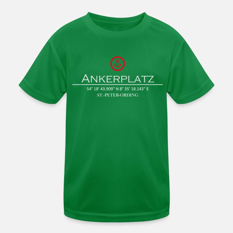 Ankerplatz St. Peter-Ording roter Anker Kinder Funktions-T-Shirt