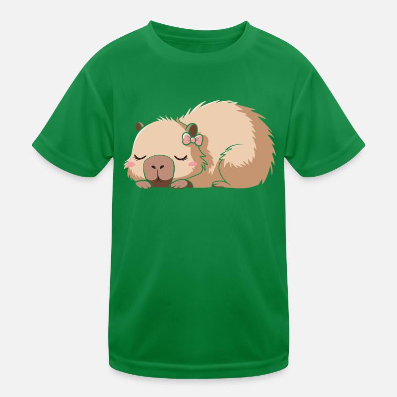 Cute Capybara Pink Bow Capybara Kids Functional T-Shirt