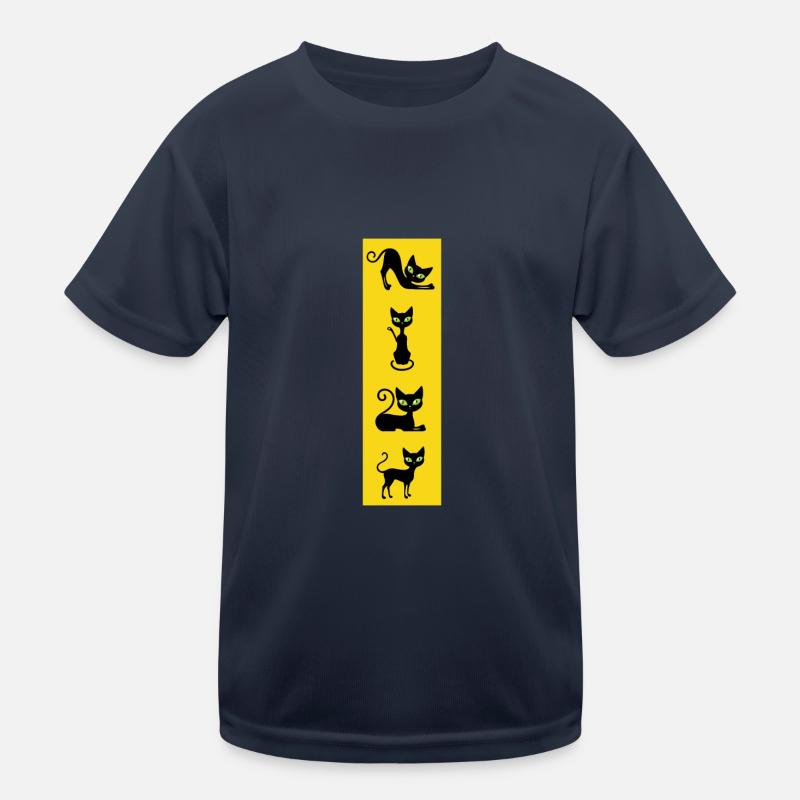 Schwarze Katze Kinder Funktions-T-Shirt