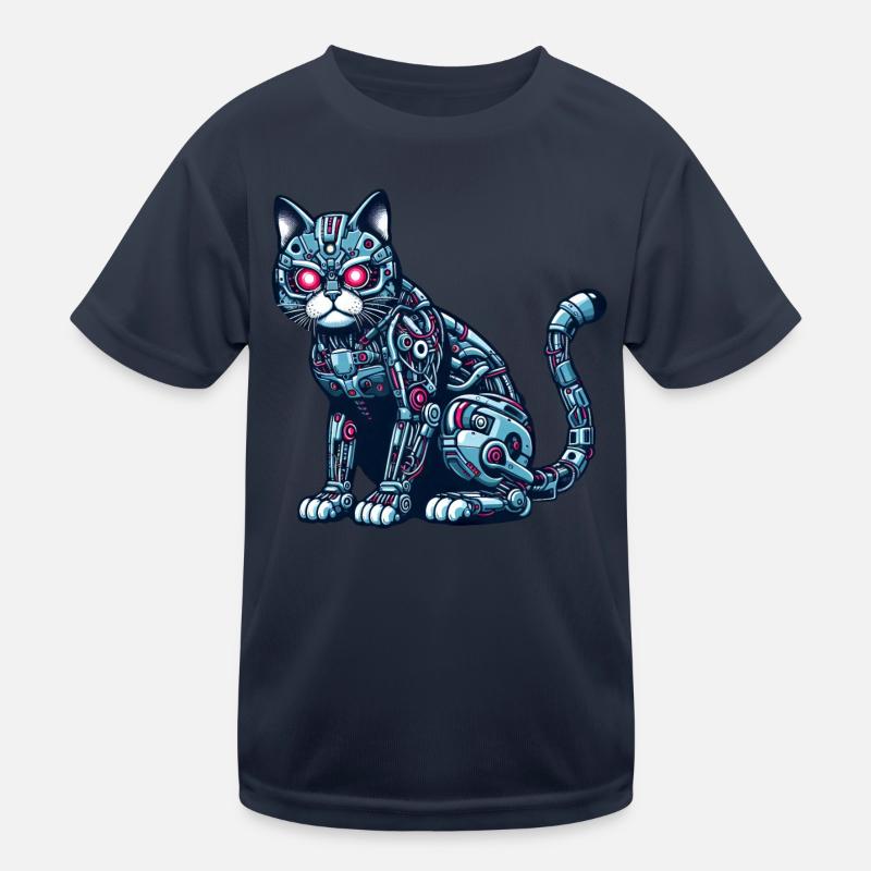 Cat Robot Cyborg Mechanical Kids Functional T-Shirt