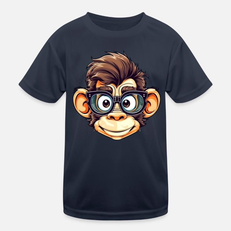 Nerdy chimpanzee with nerd glasses Kids Functional T-Shirt