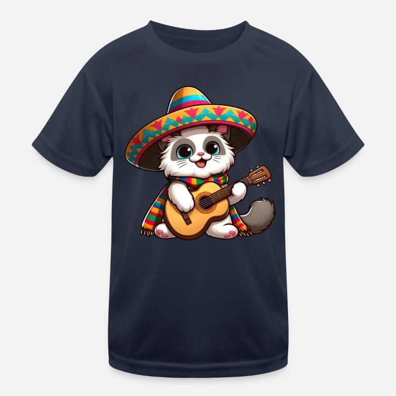 Fiesta Katze Gitarrist Cinco de Mayo Kinder Funktions-T-Shirt
