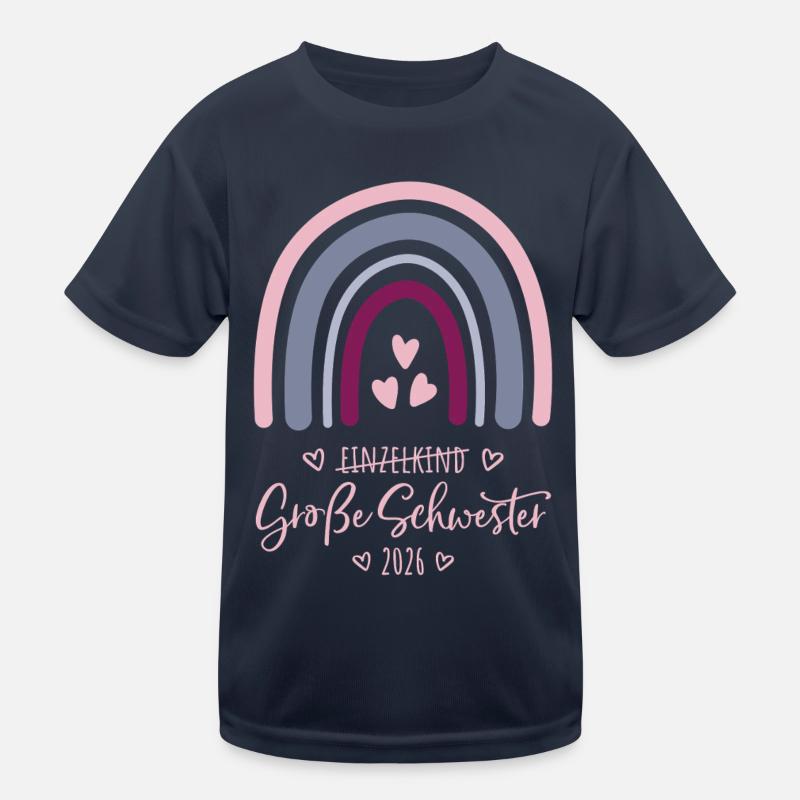 Große Schwester 2026 Regenbogen Kinder Funktions-T-Shirt