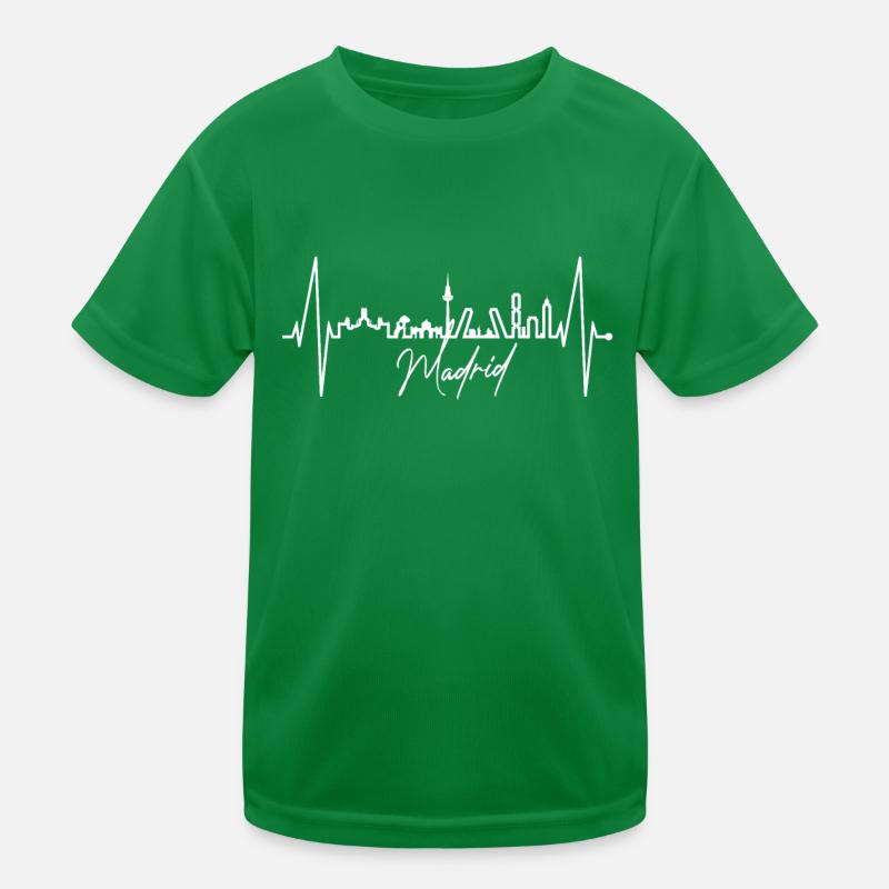 Madrid Skyline Heartbeat Espagne Silhouette Pulse T-shirt sport Enfant