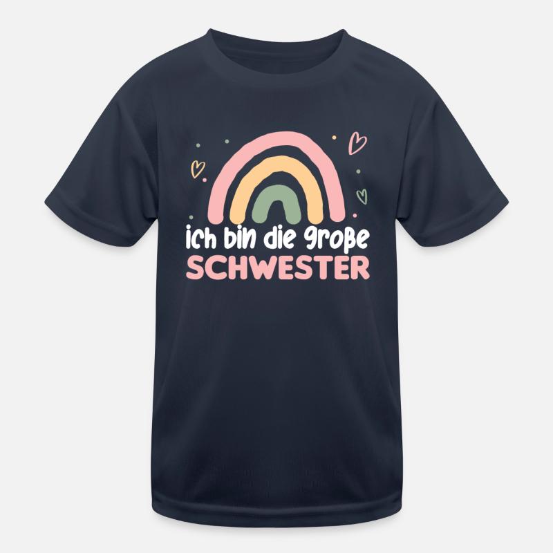 Große Schwester Regenbogen Süßes Geschwister 2024 Kinder Funktions-T-Shirt