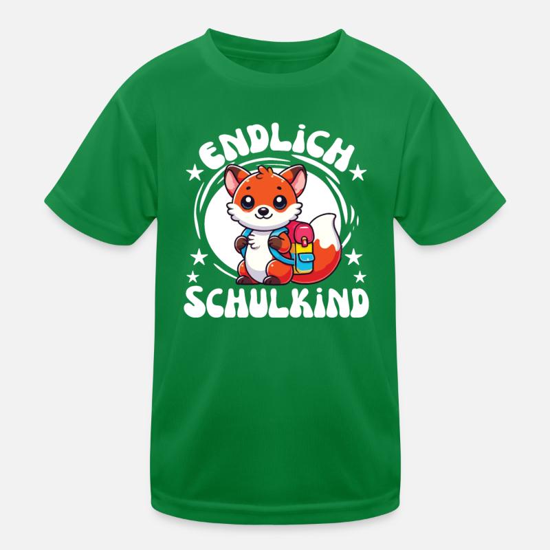 Endlich Schulkind süßes Fuchs zur Einschulung Kinder Funktions-T-Shirt