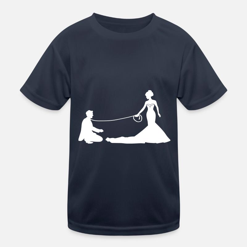 Wedding Newlyweds Leash Kids Functional T-Shirt