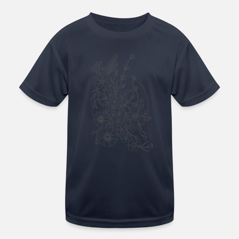 Zentangle Wildflowers with White Moon Kids Functional T-Shirt