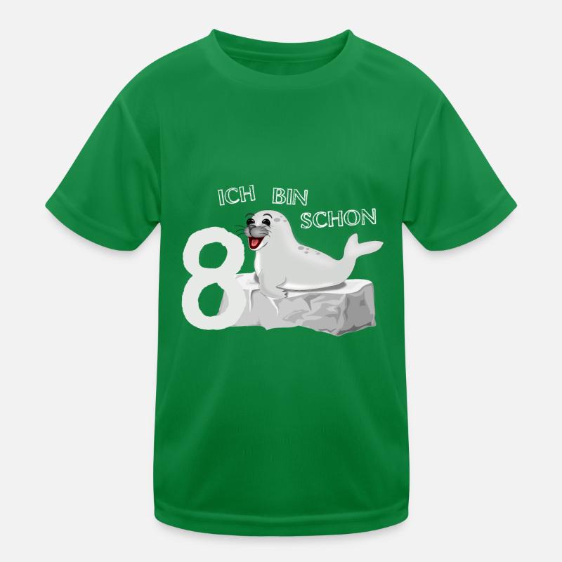 Lachende Robbe auf Fels - 8. Geburtstag Kinder Funktions-T-Shirt