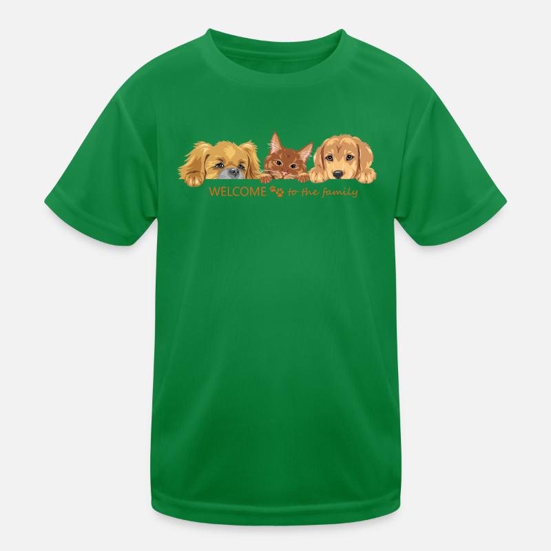 Coup d’œil mignon chat roux et deux chiens T-shirt sport Enfant