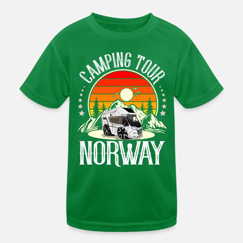 Camping Camper Campen Norwegen Kinder Funktions-T-Shirt