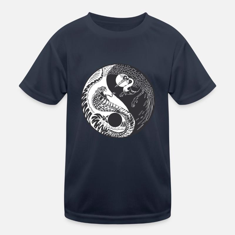 Ying Yang Crane Snake Chinesisches Symbol Kinder Funktions-T-Shirt